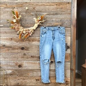 American Eagle Outfitters Light Blue Distressed Ankle Jeans
